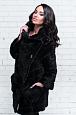 Пальто из норки черного цвета с отложным воротником фото №2