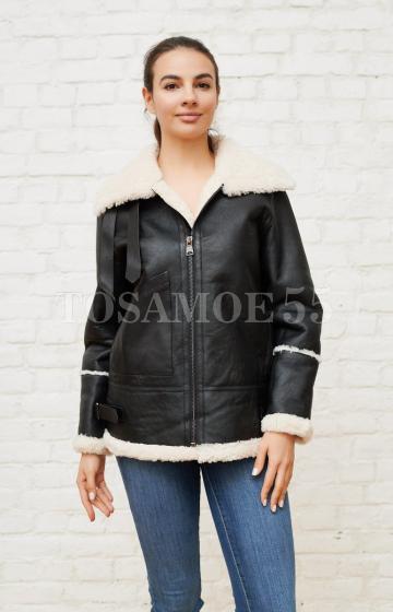 Дубленка авиатор чёрного цвета